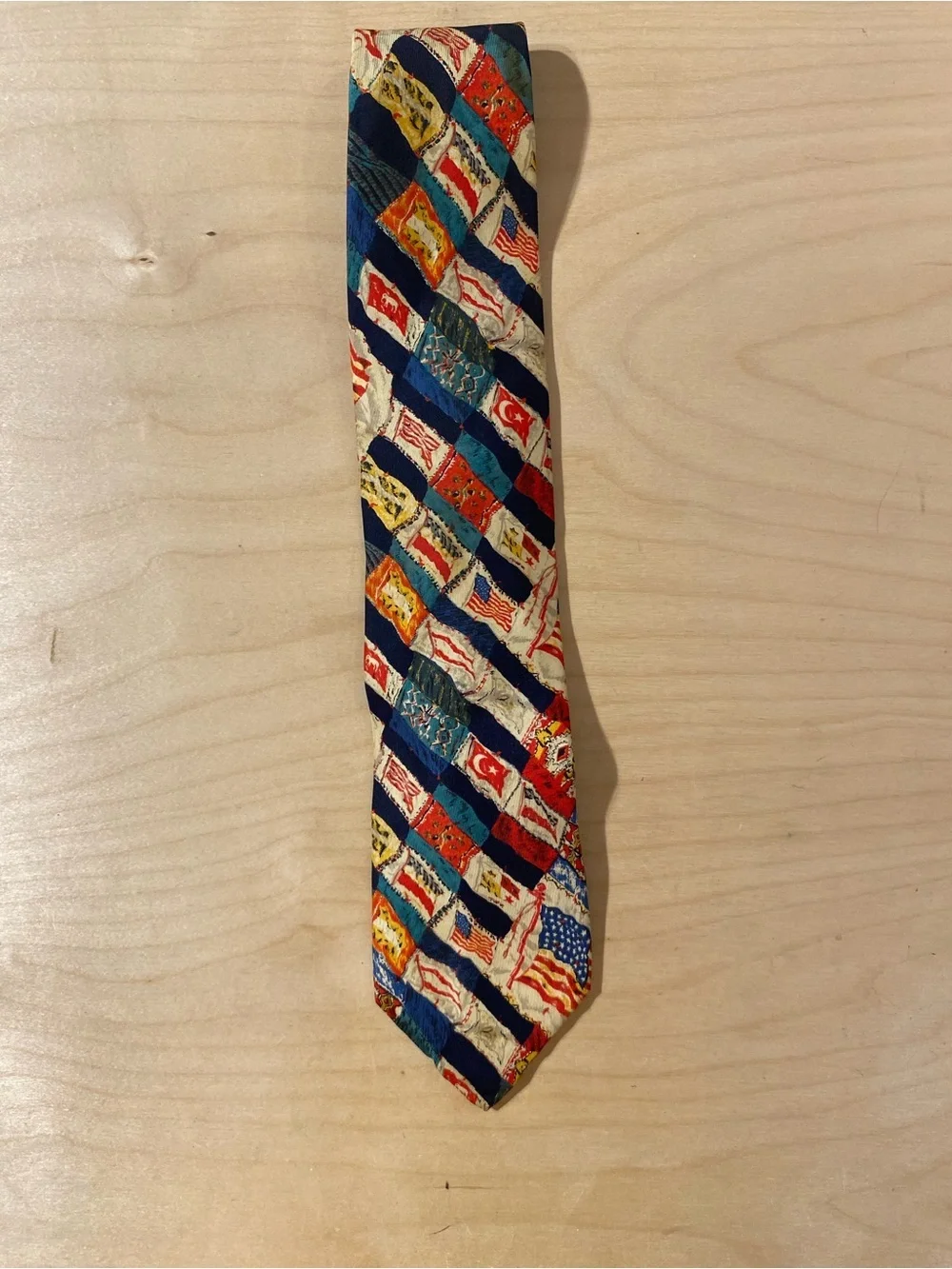Structure Men's Navy Blue Patterned Flag Motif Tie (RO)
